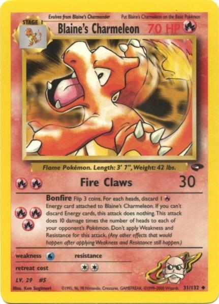 31, Fire, Gym Challenge Unlimited, Normal, Uncommon, Water[×2] Blaine's Charmeleon (31/132) [Gym Challenge Unlimited] - Trading Card World
