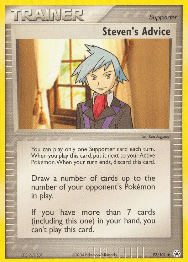 92, EX: Hidden Legends, Normal, Reverse Holofoil, Supporter, Uncommon Steven's Advice (92/101) [EX: Hidden Legends] - Trading Card World