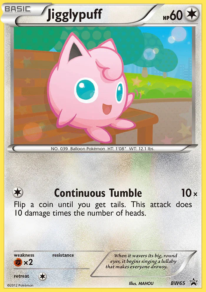 Black & White: Black Star Promos, Black Star Promo, BW65, Colorless, Fighting[×2], Holofoil, Normal Jigglypuff (BW65) [Black & White: Black Star Promos] - Trading Card World