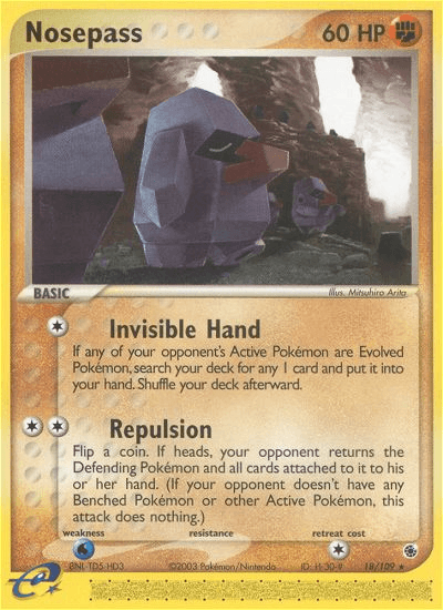 18, EX: Ruby & Sapphire, Fighting, Normal, Rare, Reverse Holofoil, Water[×2] Nosepass (18/109) [EX: Ruby & Sapphire] - Trading Card World