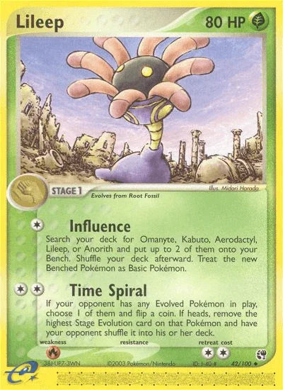 42, EX: Sandstorm, Fire[×2], Grass, Normal, Reverse Holofoil, Uncommon Lileep (42/100) [EX: Sandstorm] - Trading Card World