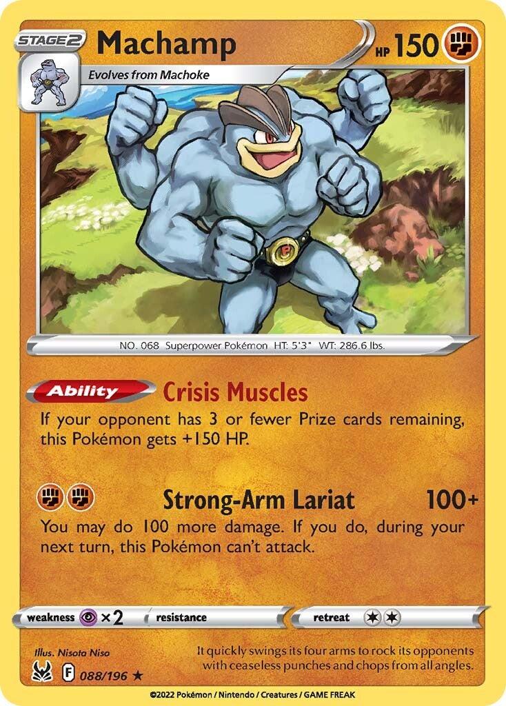088, Fighting, Holo Rare, Holofoil, Psychic [x2], Reverse Holofoil, Sword & Shield: Lost Origin Machamp (088/196) [Sword & Shield: Lost Origin] - Trading Card World