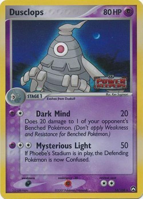 14, Darkness[×2], EX: Power Keepers, Fighting[-30], Psychic, Rare, Reverse Holofoil Dusclops (14/108) (Stamped) [EX: Power Keepers] - Trading Card World