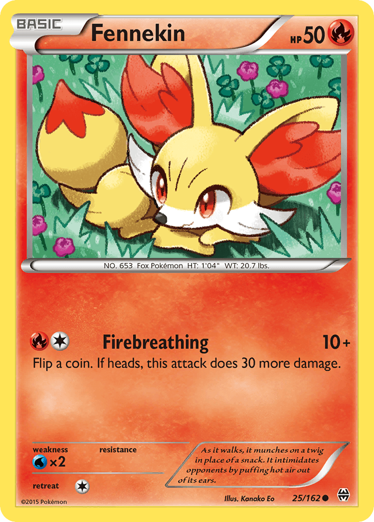 25, Common, Fire, Normal, Reverse Holofoil, Water[×2], XY: BREAKthrough Fennekin (25/162) [XY: BREAKthrough] - Trading Card World