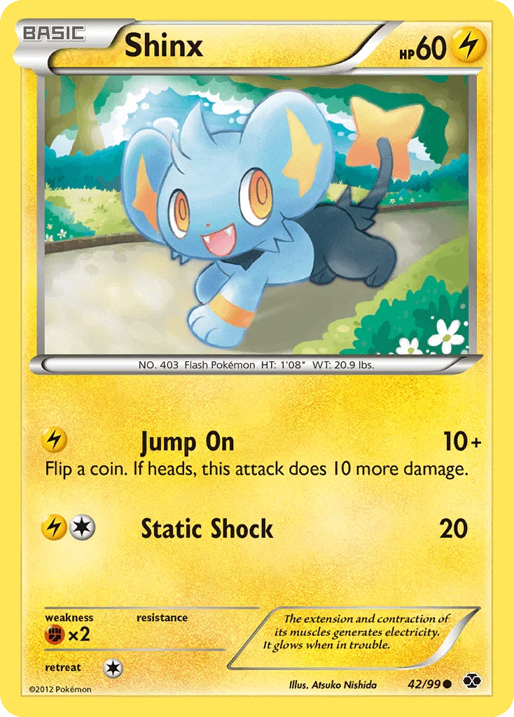 42, Black & White: Next Destinies, Common, Fighting[×2], Lightning, Normal, Reverse Holofoil Shinx (42/99) [Black & White: Next Destinies] - Trading Card World