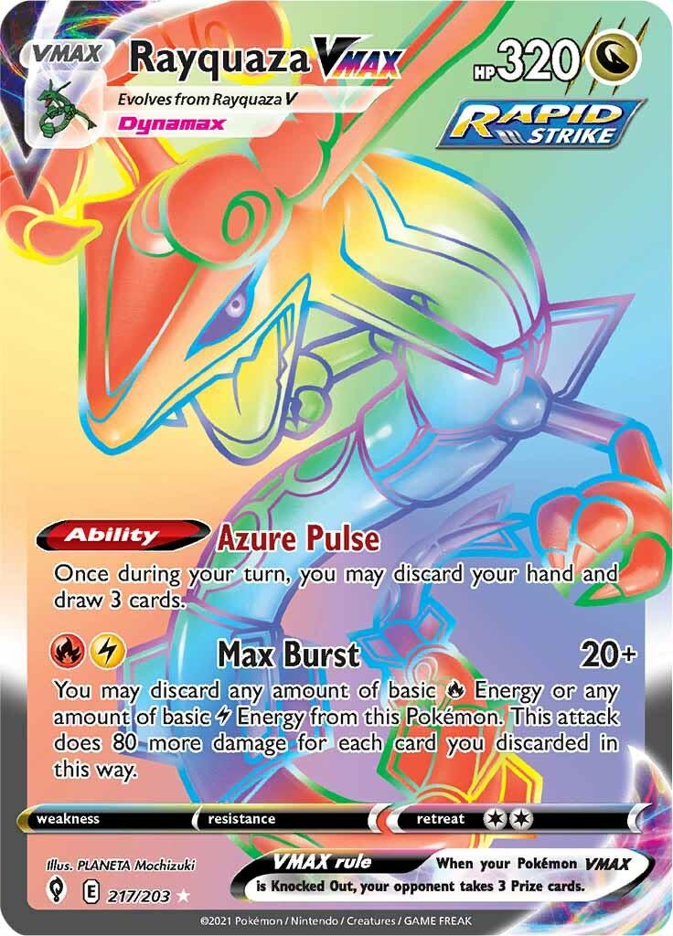 217, Dragon, Holofoil, Secret Rare, Sword & Shield: Evolving Skies Rayquaza VMAX (217/203) [Sword & Shield: Evolving Skies] - Trading Card World