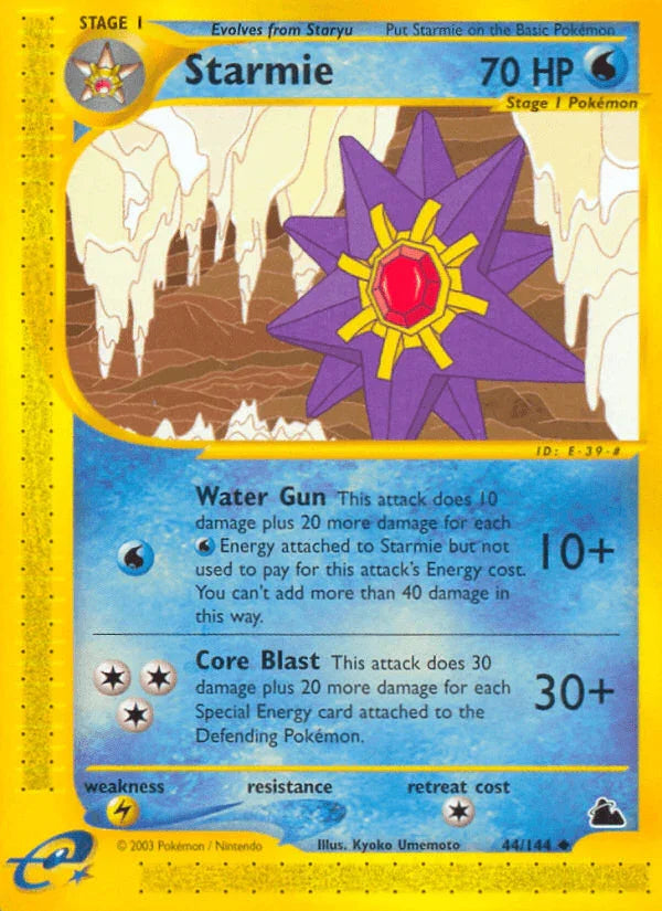 44, Lightning[×2], Normal, Reverse Holofoil, Skyridge, Uncommon, Water Starmie (44/144) [Skyridge] - Trading Card World