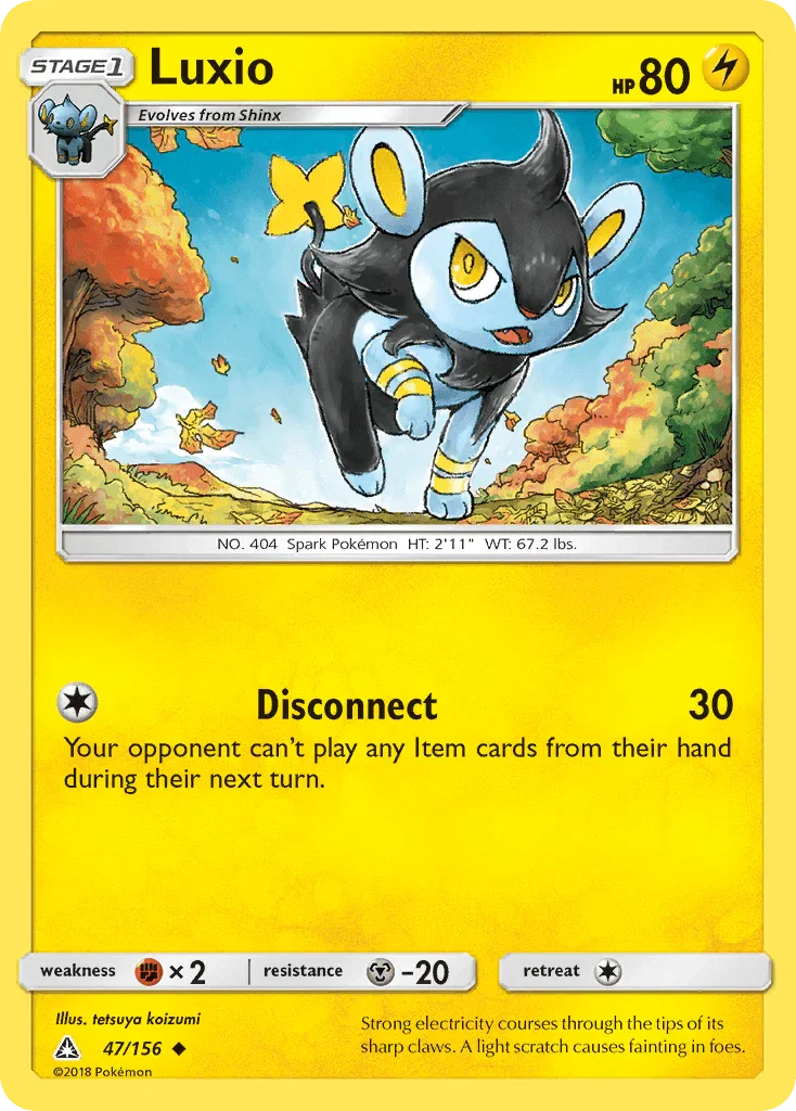 47, Fighting[×2], Lightning, Metal[-20], Normal, Reverse Holofoil, Sun & Moon: Ultra Prism, Uncommon Luxio (47/156) [Sun & Moon: Ultra Prism] - Trading Card World