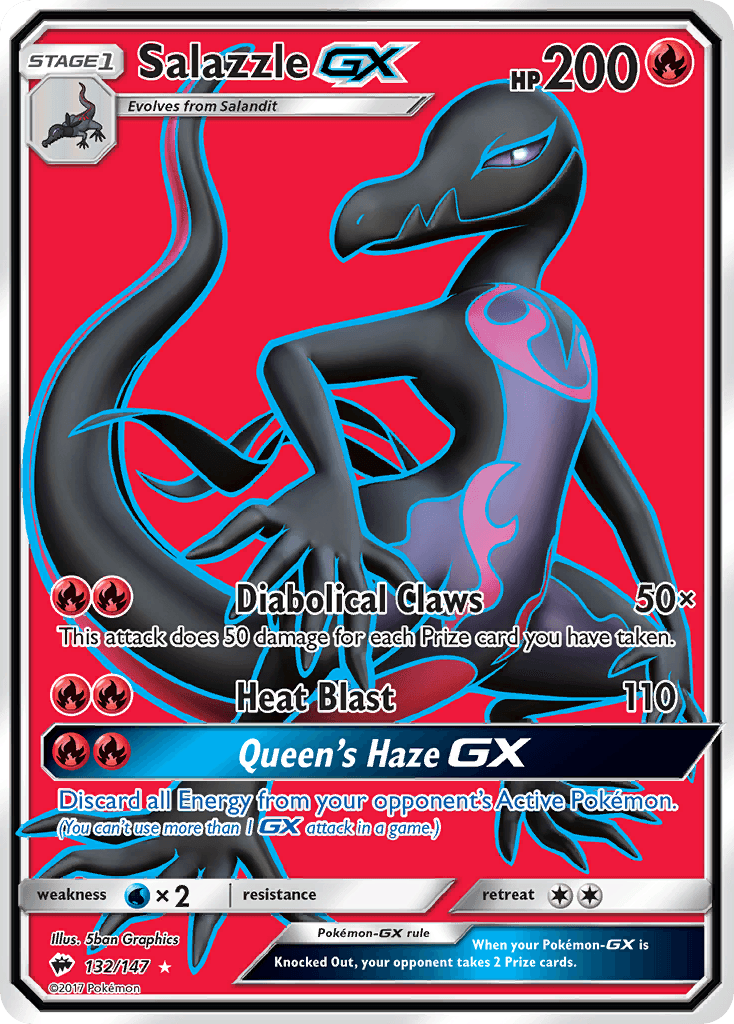 132, Fire, Holofoil, Sun & Moon: Burning Shadows, Ultra Rare, Water[×2] Salazzle GX (132/147) [Sun & Moon: Burning Shadows] - Trading Card World
