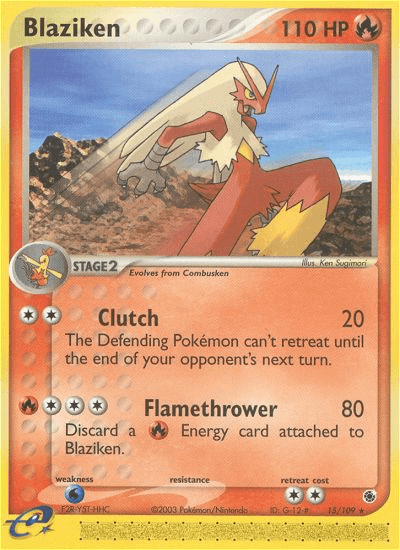 15, EX: Ruby & Sapphire, Fire, Normal, Rare, Reverse Holofoil, Water[×2] Blaziken (15/109) [EX: Ruby & Sapphire] - Trading Card World