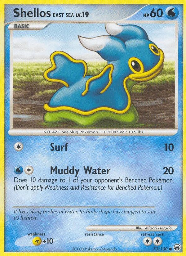 73, Common, Diamond & Pearl: Majestic Dawn, Lightning[+10], Normal, Reverse Holofoil, Water Shellos East Sea (73/100) [Diamond & Pearl: Majestic Dawn] - Trading Card World