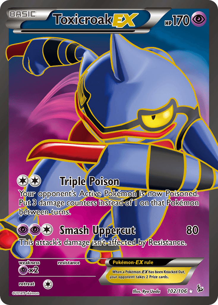 102, Holofoil, Psychic, Psychic[×2], Ultra Rare, XY: Flashfire Toxicroak EX (102/106) [XY: Flashfire] - Trading Card World