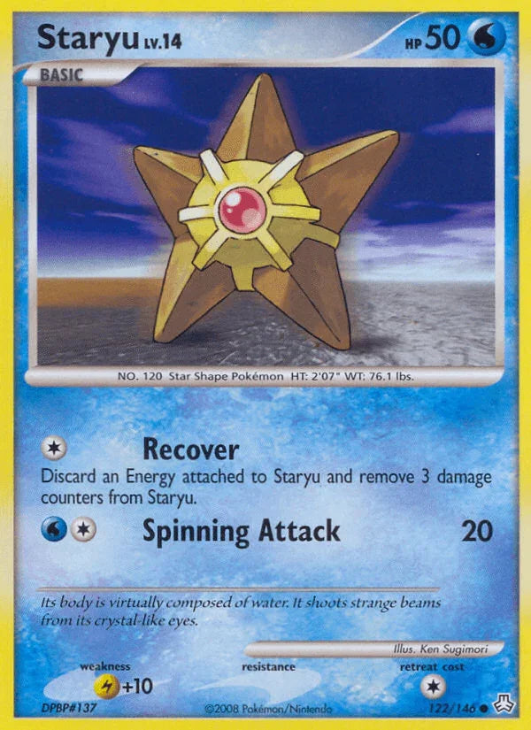 122, Common, Diamond & Pearl: Legends Awakened, Lightning[+10], Normal, Reverse Holofoil, Water Staryu (122/146) [Diamond & Pearl: Legends Awakened] - Trading Card World