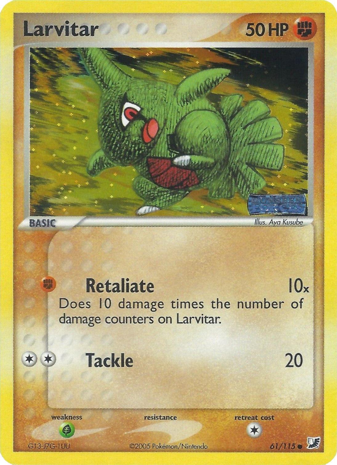 61, Common, EX: Unseen Forces, Fighting, Grass, Reverse Holofoil Larvitar (61/115) (Stamped) [EX: Unseen Forces] - Trading Card World