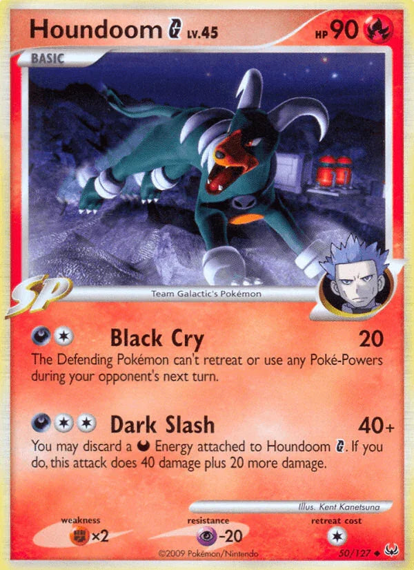 50, Fighting[×2], Fire, Normal, Platinum: Base Set, Psychic[-20], Reverse Holofoil, Uncommon Houndoom G (50/127) [Platinum: Base Set] - Trading Card World