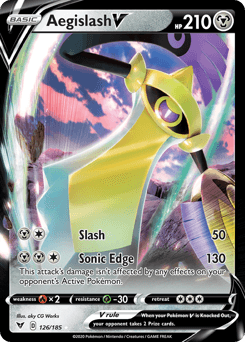 126, Fire[×2], Grass[-30], Holofoil, Metal, Sword & Shield: Vivid Voltage, Ultra Rare Aegislash V (126/185) [Sword & Shield: Vivid Voltage] - Trading Card World