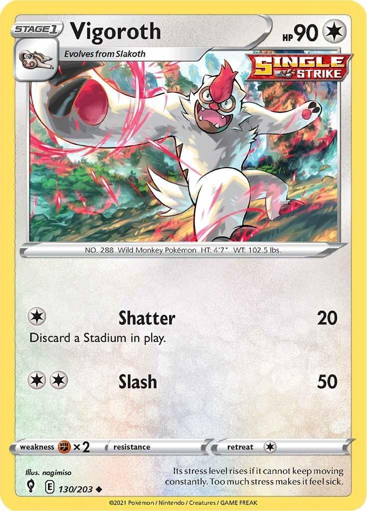 130, Colorless, Fighting [x2], Normal, Reverse Holofoil, Sword & Shield: Evolving Skies, Uncommon Vigoroth (130/203) [Sword & Shield: Evolving Skies] - Trading Card World