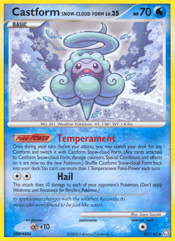 50, Diamond & Pearl: Legends Awakened, Metal[+10], Normal, Reverse Holofoil, Uncommon, Water Castform Snow-cloud Form (50/146) [Diamond & Pearl: Legends Awakened] - Trading Card World