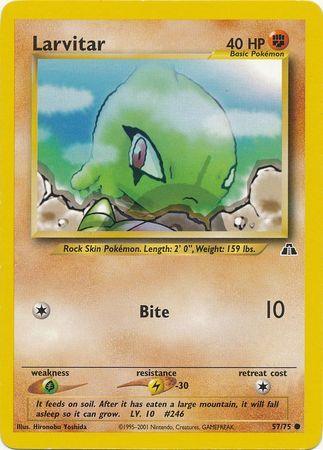 57, Common, Fighting, Grass[×2], Lightning[-30], Neo Discovery Unlimited, Normal Larvitar (57/75) [Neo Discovery Unlimited] - Trading Card World