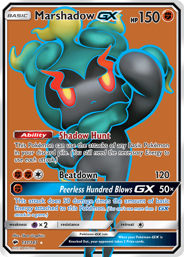 137, Fighting, Holofoil, Psychic[×2], Sun & Moon: Burning Shadows, Ultra Rare Marshadow GX (137/147) [Sun & Moon: Burning Shadows] - Trading Card World