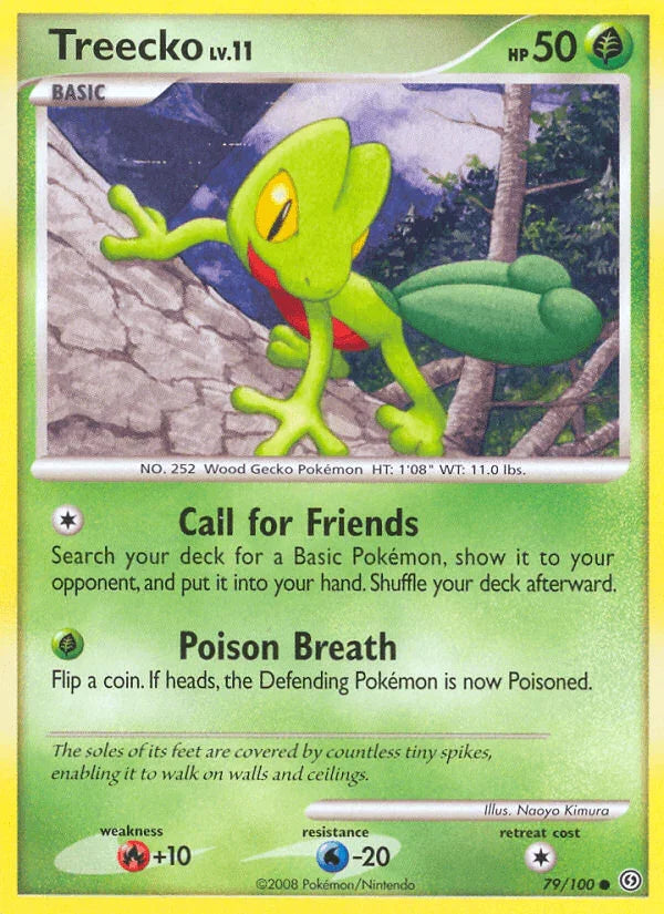 79, Common, Diamond & Pearl: Stormfront, Fire[+10], Grass, Normal, Reverse Holofoil, Water[-20] Treecko (79/100) [Diamond & Pearl: Stormfront] - Trading Card World