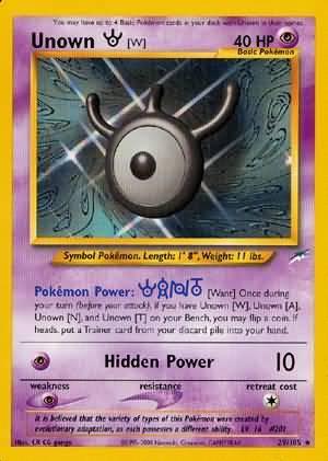 29, Neo Destiny Unlimited, Normal, Psychic, Psychic[×2], Rare Unown [W] (29/105) [Neo Destiny Unlimited] - Trading Card World