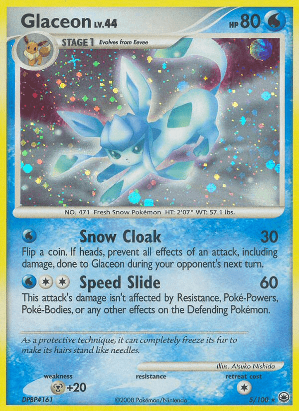 Diamond & Pearl: Majestic Dawn, Holo Rare, Holofoil, Metal[+20], Reverse Holofoil, Water Glaceon (5/100) [Diamond & Pearl: Majestic Dawn] - Trading Card World