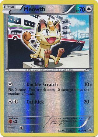 80, Black & White: Next Destinies, Colorless, Fighting[×2], Promo, Reverse Holofoil Meowth (80/99) (Mirror Reverse Holo) [Black & White: Next Destinies] - Trading Card World