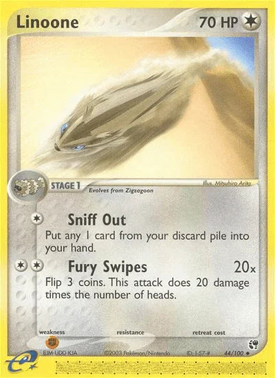44, Colorless, EX: Sandstorm, Fighting[×2], Normal, Reverse Holofoil, Uncommon Linoone (44/100) [EX: Sandstorm] - Trading Card World