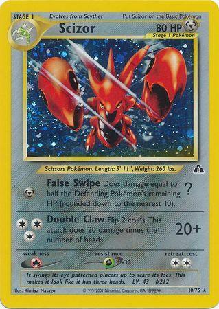 10, Fire[×2], Grass[-30], Holo Rare, Holofoil, Metal, Neo Discovery Unlimited Scizor (10/75) [Neo Discovery Unlimited] - Trading Card World