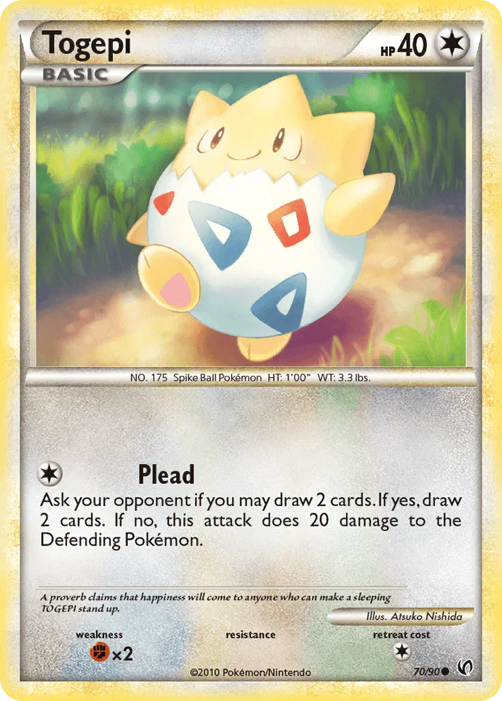 70, Colorless, Common, Fighting[×2], HeartGold & SoulSilver: Undaunted, Normal, Reverse Holofoil Togepi (70/90) [HeartGold & SoulSilver: Undaunted] - Trading Card World