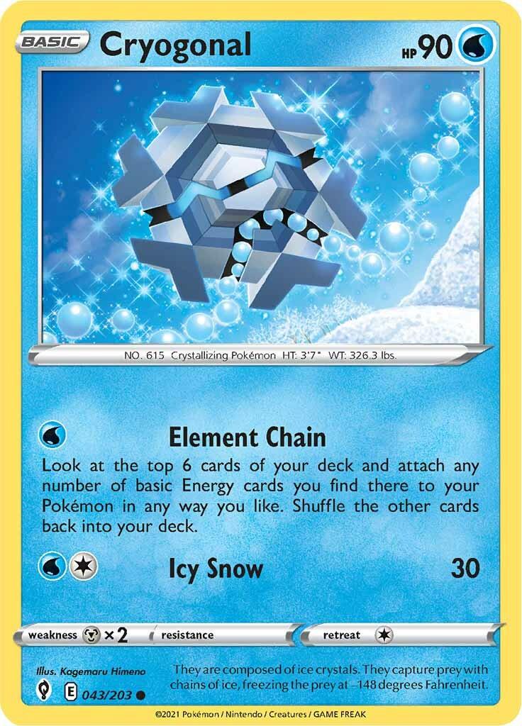 043, Common, Metal [x2], Normal, Reverse Holofoil, Sword & Shield: Evolving Skies, Water Cryogonal (043/203) [Sword & Shield: Evolving Skies] - Trading Card World