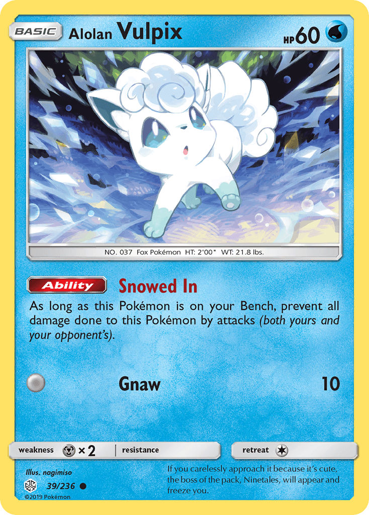 39, Common, Metal[×2], Normal, Reverse Holofoil, Sun & Moon: Cosmic Eclipse, Water Alolan Vulpix (39/236) [Sun & Moon: Cosmic Eclipse] - Trading Card World