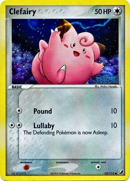 53, Colorless, Common, EX: Unseen Forces, Fighting[×2], Reverse Holofoil Clefairy (53/115) (Stamped) [EX: Unseen Forces] - Trading Card World