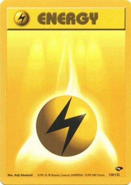 130, Common, Gym Challenge Unlimited, Lightning, Normal Lightning Energy (130/132) [Gym Challenge Unlimited] - Trading Card World