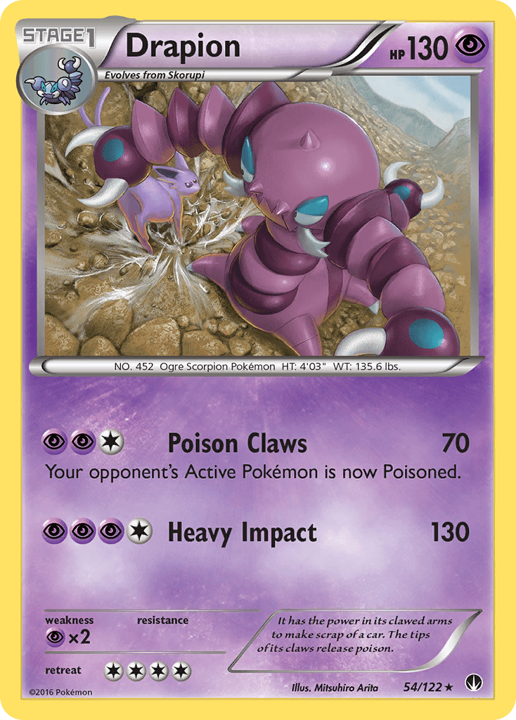 54, Normal, Psychic, Psychic[×2], Rare, Reverse Holofoil, XY: BREAKpoint Drapion (54/122) [XY: BREAKpoint] - Trading Card World