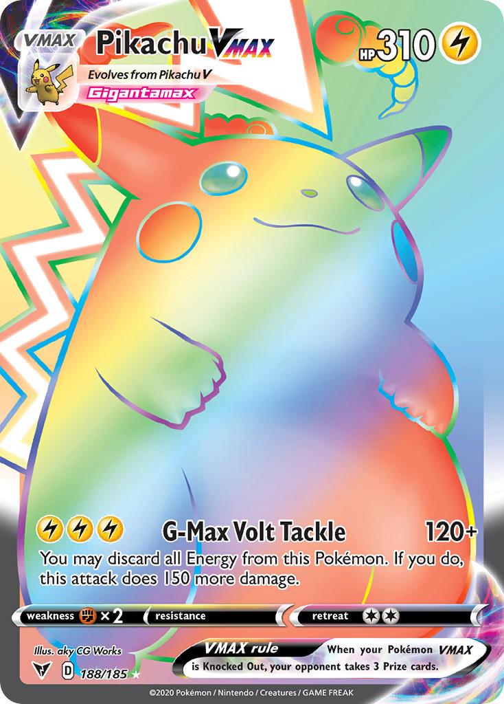 188, Fighting[×2], Holofoil, Lightning, Secret Rare, Sword & Shield: Vivid Voltage Pikachu VMAX (188/185) [Sword & Shield: Vivid Voltage] - Trading Card World
