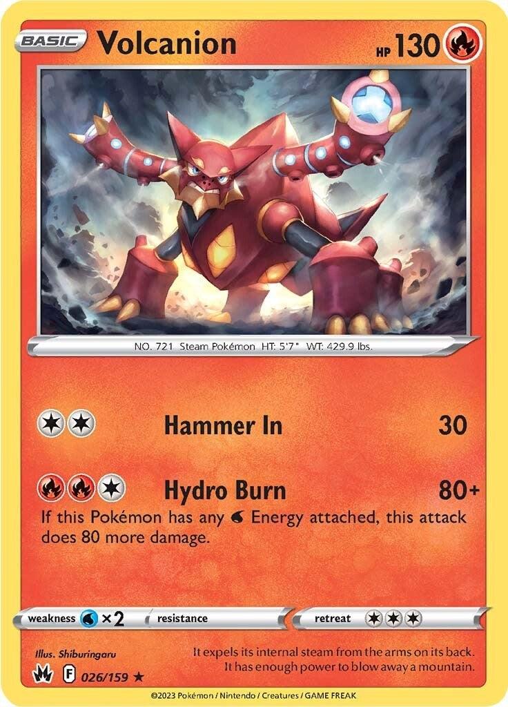026, Fire, Holo Rare, Holofoil, Reverse Holofoil, Sword & Shield: Crown Zenith, Water [x2] Volcanion (026/159) [Sword & Shield: Crown Zenith] - Trading Card World