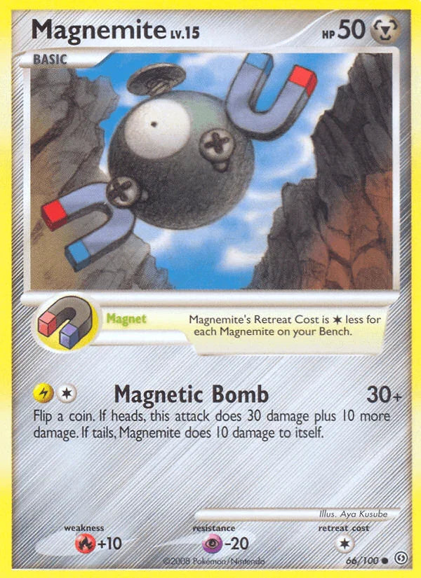66, Common, Diamond & Pearl: Stormfront, Fire[+10], Metal, Normal, Psychic[-20], Reverse Holofoil Magnemite (66/100) [Diamond & Pearl: Stormfront] - Trading Card World