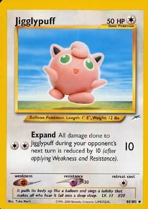 44, Colorless, Fighting[×2], Neo Destiny Unlimited, Normal, Psychic[-30], Uncommon Jigglypuff (44/105) [Neo Destiny Unlimited] - Trading Card World