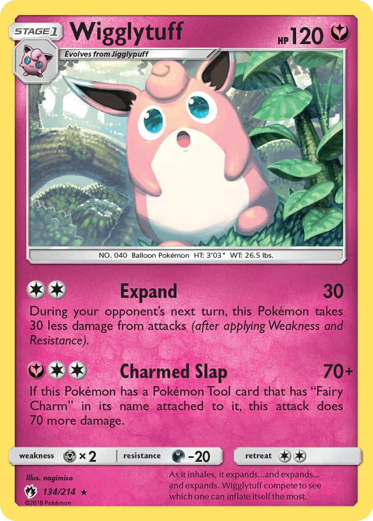 134, Darkness[-20], Fairy, Metal[×2], Normal, Rare, Reverse Holofoil, Sun & Moon: Lost Thunder Wigglytuff (134/214) [Sun & Moon: Lost Thunder] - Trading Card World