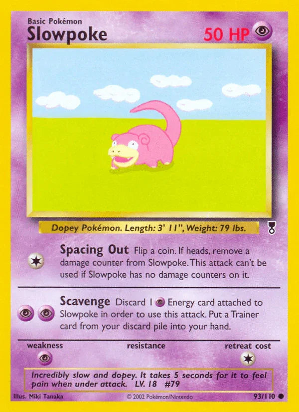 93, Common, Legendary Collection, Normal, Psychic, Psychic[×2], Reverse Holofoil Slowpoke (93/110) [Legendary Collection] - Trading Card World