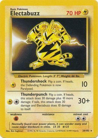 20, Base Set Unlimited, Fighting[×2], Lightning, Normal, Rare Electabuzz (20/102) [Base Set Unlimited] - Trading Card World