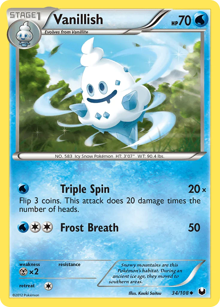34, Black & White: Dark Explorers, Metal[×2], Normal, Reverse Holofoil, Uncommon, Water Vanillish (34/108) [Black & White: Dark Explorers] - Trading Card World