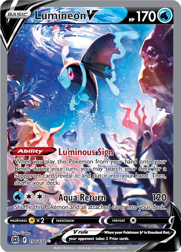 156, Holofoil, Lightning [x2], Sword & Shield: Brilliant Stars, Ultra Rare, Water Lumineon V (156/172) [Sword & Shield: Brilliant Stars] - Trading Card World