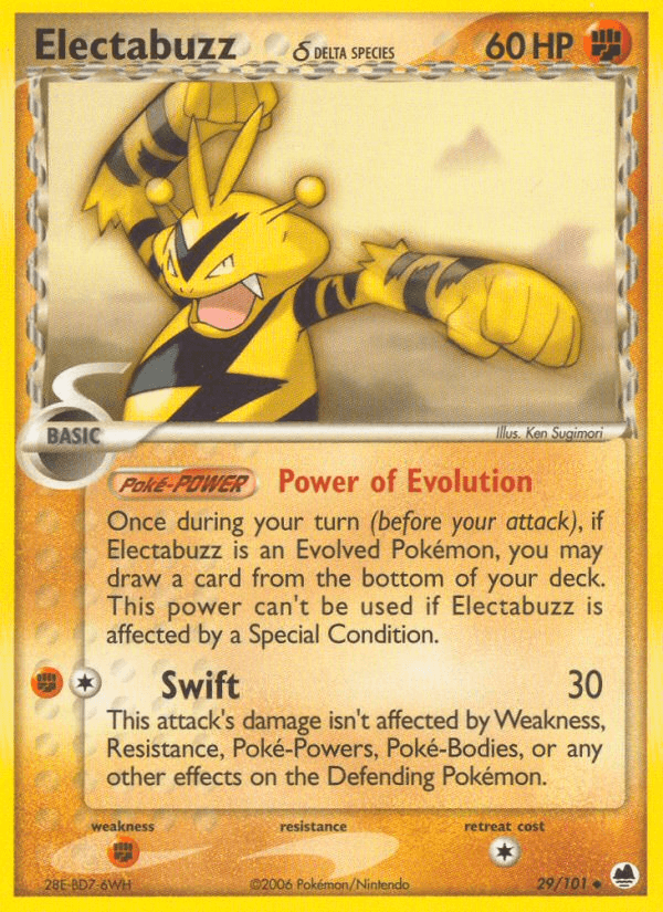 29, EX: Dragon Frontiers, Fighting, Fighting[×2], Normal, Uncommon Electabuzz (29/101) (Delta Species) [EX: Dragon Frontiers] - Trading Card World