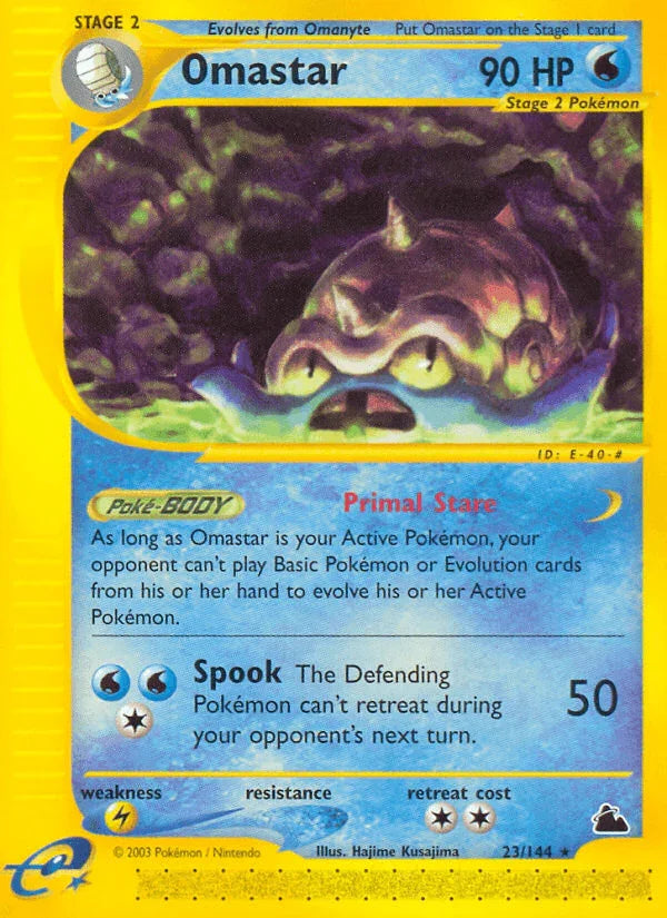 23, Lightning[×2], Normal, Rare, Reverse Holofoil, Skyridge, Water Omastar (23/144) [Skyridge] - Trading Card World