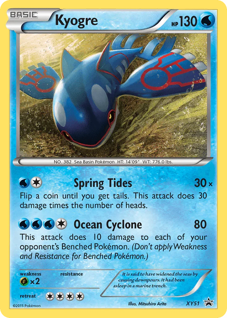 Grass[×2], Holofoil, Promo, Water, XY51, XY: Black Star Promos Kyogre (XY51) [XY: Black Star Promos] - Trading Card World