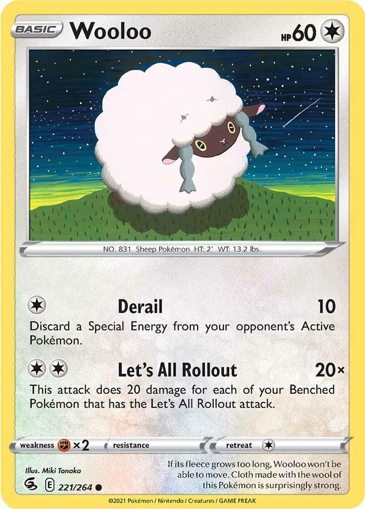 221, Colorless, Common, Fighting [x2], Normal, Reverse Holofoil, Sword & Shield: Fusion Strike Wooloo (221/264) [Sword & Shield: Fusion Strike] - Trading Card World