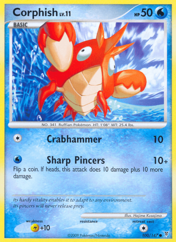 100, Common, Lightning[+10], Normal, Platinum: Supreme Victors, Reverse Holofoil, Water Corphish (100/147) [Platinum: Supreme Victors] - Trading Card World